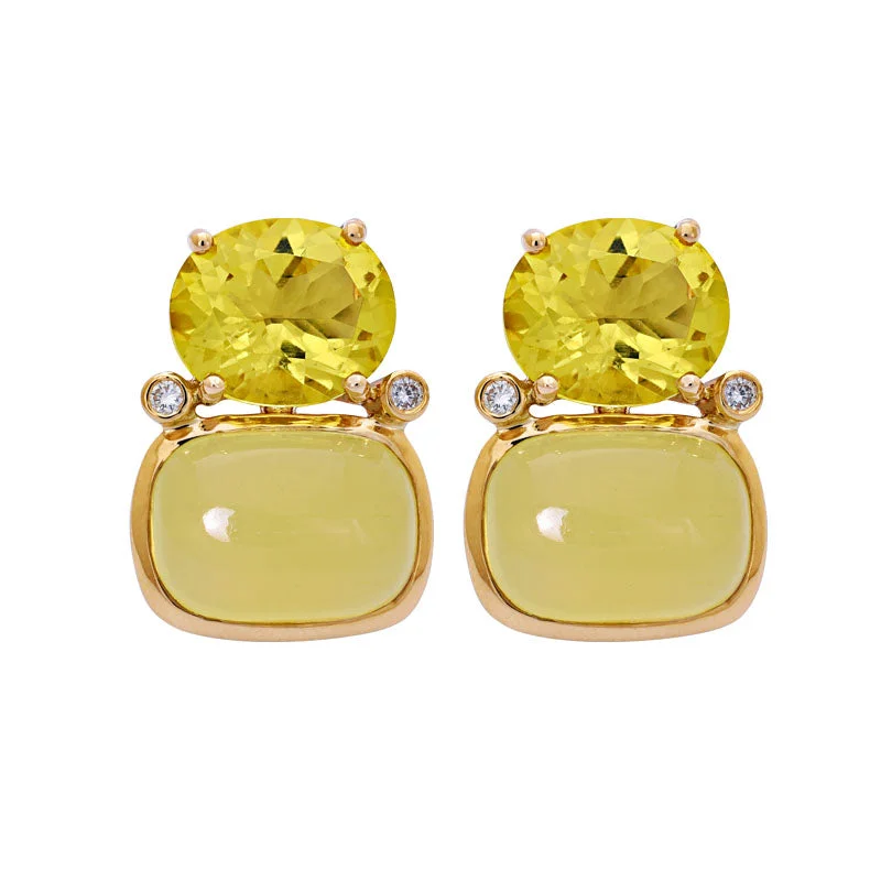 ladies-handmade-dangle-earrings-Earrings- Lemon Quartz, Beryl and Diamond