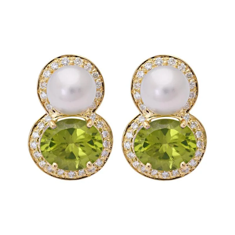 ladies-sterling-silver-hoop-earrings-Earrings- Peridot, South Sea Pearl and Diamond  (18HM)