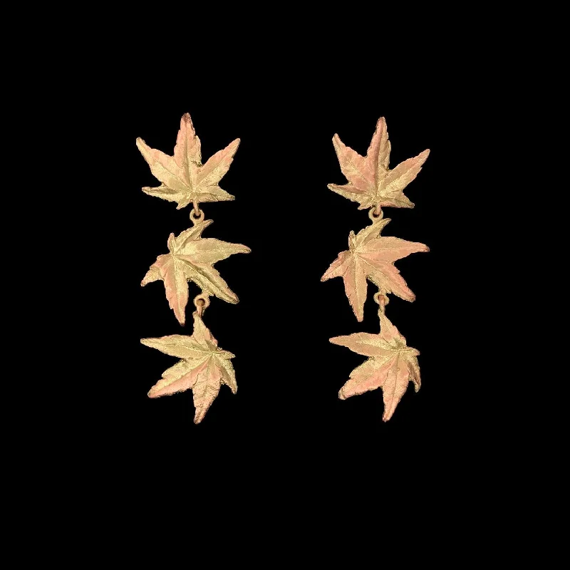 ladies-rustic-post-earrings-Japanese Maple Earrings - Long Leaf Drop