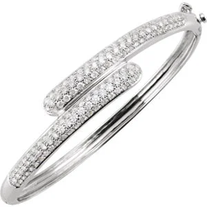 Ladies bracelets light flair -14K White 3 CTW Diamond Bangle Bracelet