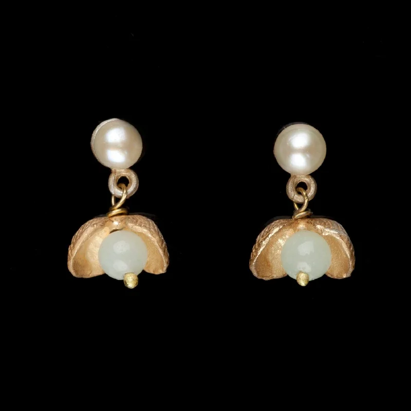 ladies-everyday-pearl-earrings-Itty Bitty Shells Earrings - Post