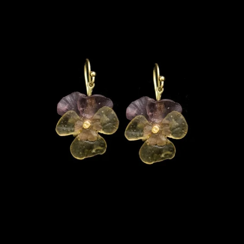 ladies-luxury-gold-earrings-Pansies Earrings - Wire