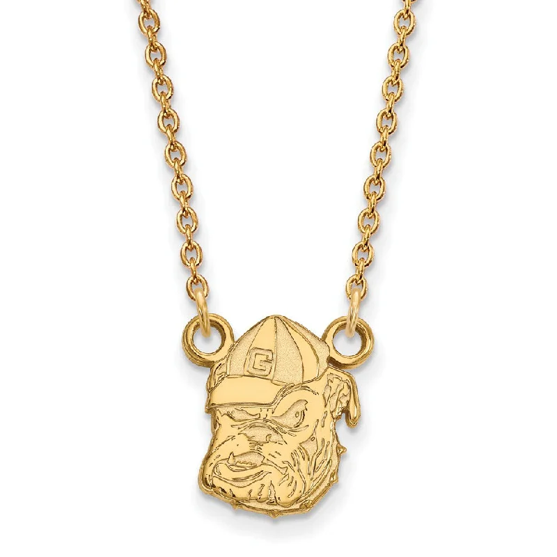 Ladies necklaces for show days -14k Gold Plated Silver U of Georgia Sm Bulldog Pendant Necklace