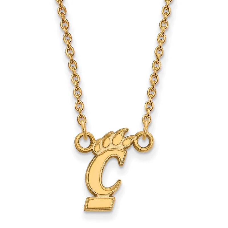 Ladies necklaces for travel vibes -10k Yellow Gold U of Cincinnati Small Pendant Necklace