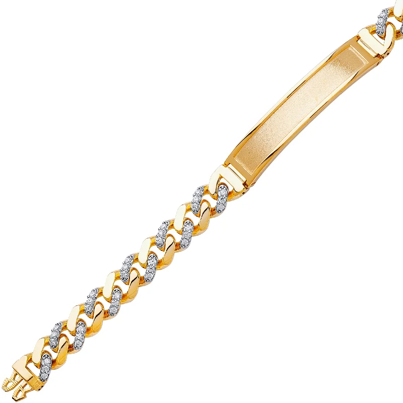 Ladies bracelets with cosmic charms -14K Fancy Hollow Cuban ID Bracelet