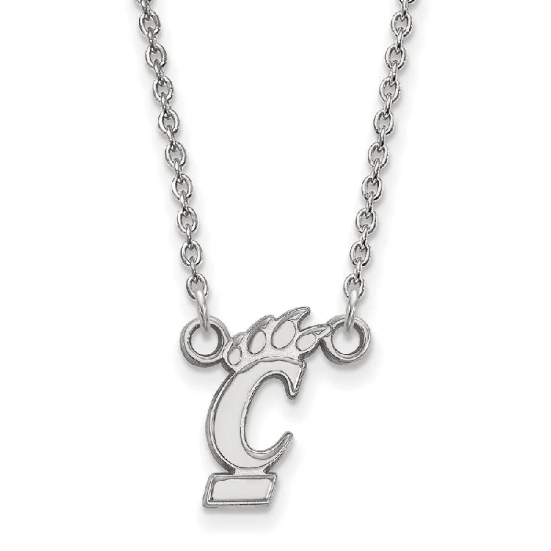 Ladies necklaces robust elegance -10k White Gold U of Cincinnati Small Pendant Necklace