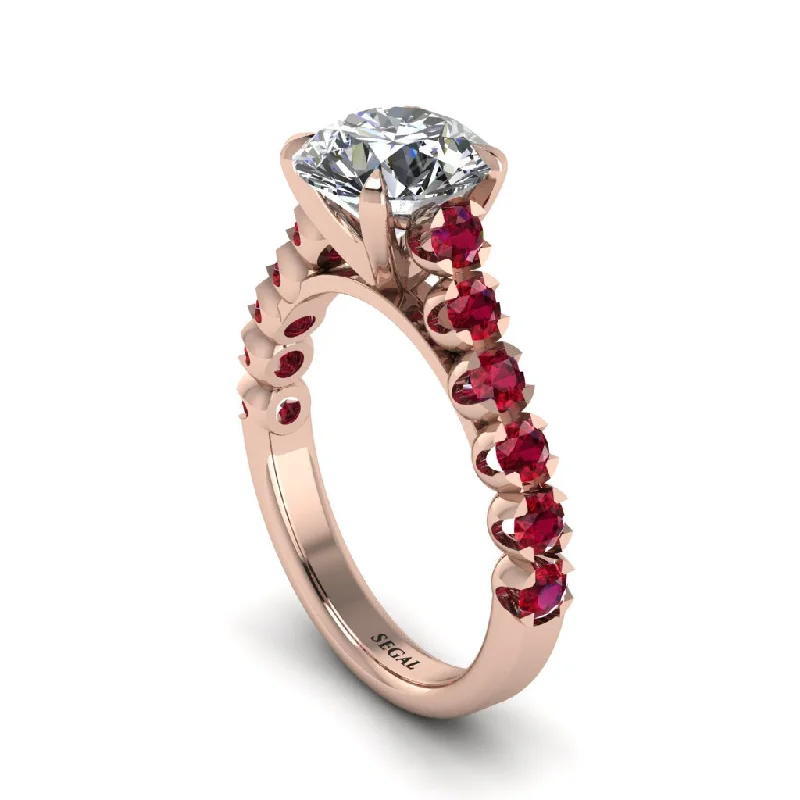 engagement-rose-gold-halo-rings-2ct Round Cut Diamond 14K Gold Engagement Ring - Christina No. 47