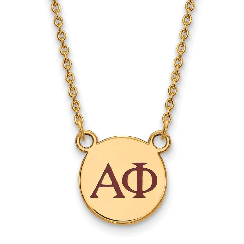 Ladies necklaces fairy-tale flair -14K Plated Silver Alpha Phi Small Red Enamel Greek Letters Necklace