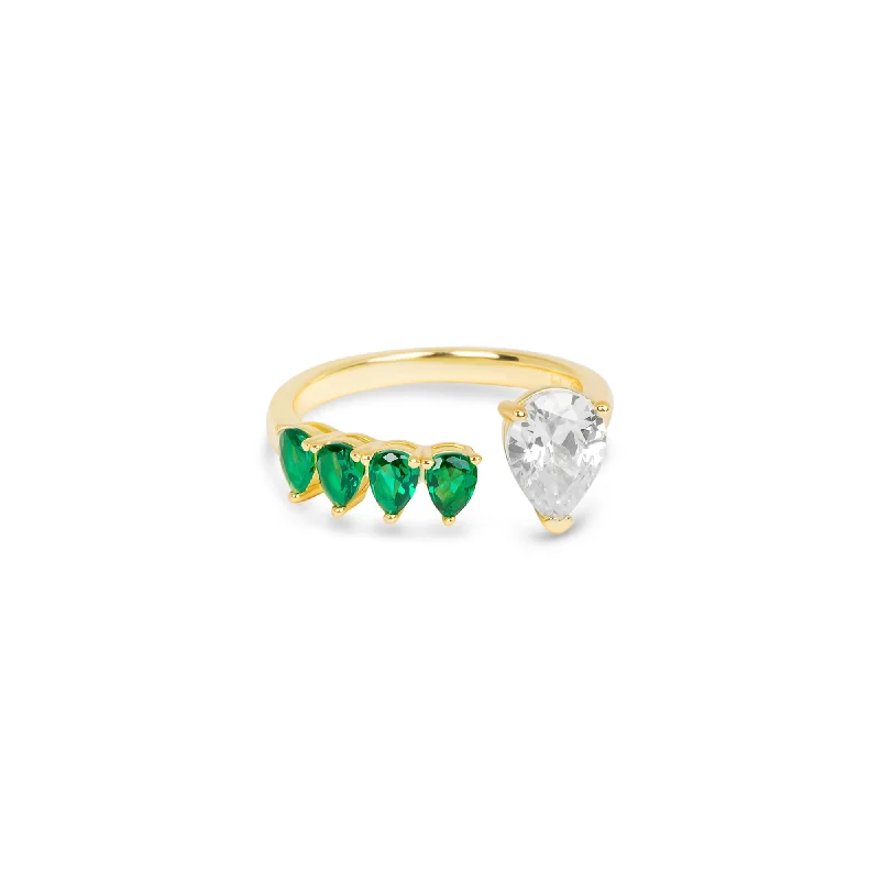 ladies-platinum-narrow-band-rings-THE PEAR CUT EMERALD RING