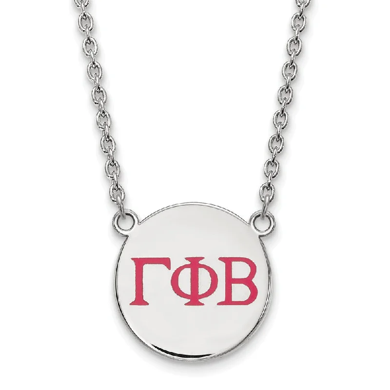 Ladies necklaces rustic charm -Sterling Silver Gamma Phi Beta Large Red Enamel Greek Letters Necklace