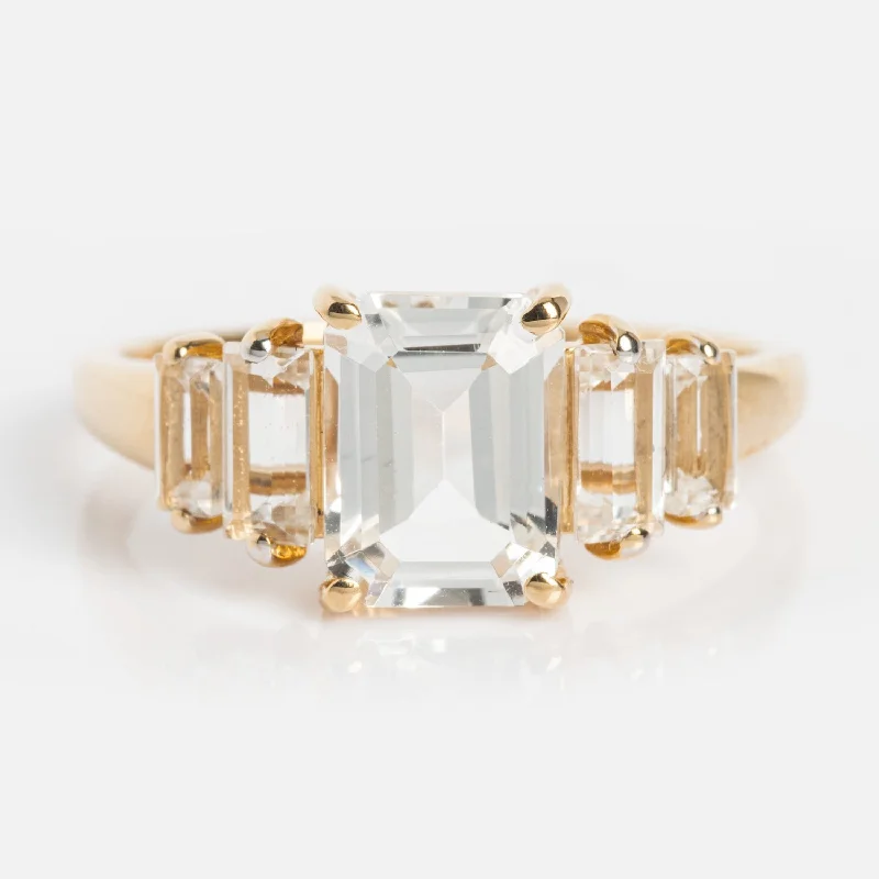 engagement-marquise-cut-gold-rings-14k Graduated White Topaz Engagement Ring