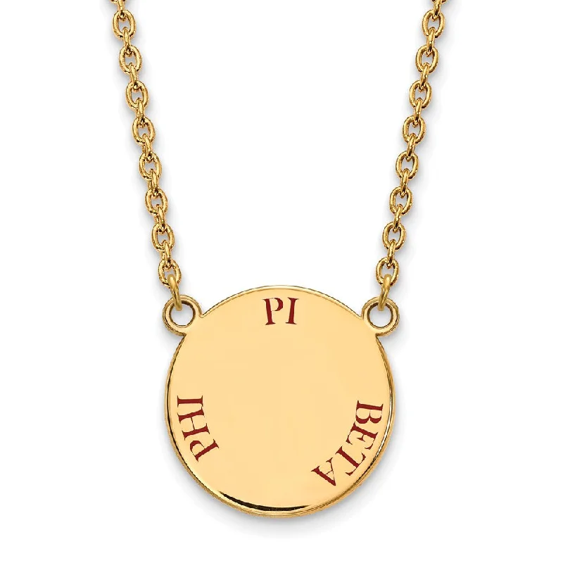 Ladies necklaces unique charm -14K Plated Silver Pi Beta Phi Large Red Enamel Necklace