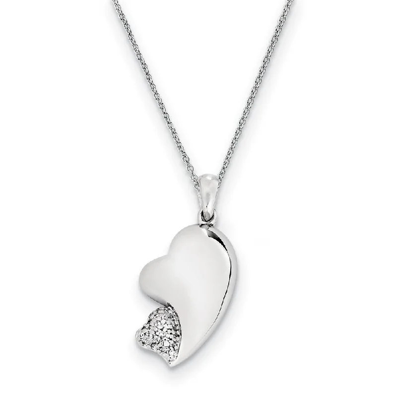 Ladies necklaces with teal amethyst -Rhodium Plated Sterling Silver & CZ My Beloved Friend Heart Necklace