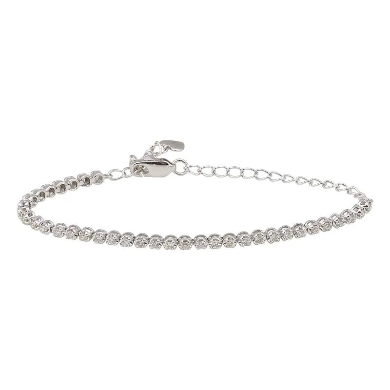 Ladies bracelets with shell charms -14K White Gold Diamond Tennis Adjustable Bracelet