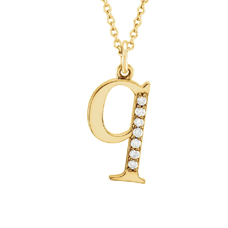 Ladies necklaces for benefit days -The Abbey 14k Yellow Diamond Lower Case Initial 'q' Necklace 16 Inch