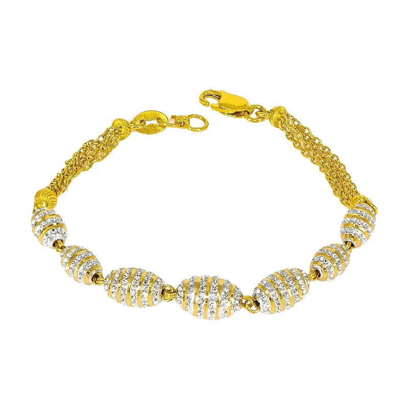 Ladies bracelets for tea vibes -22K Multitone Gold Beaded Chain Bracelet