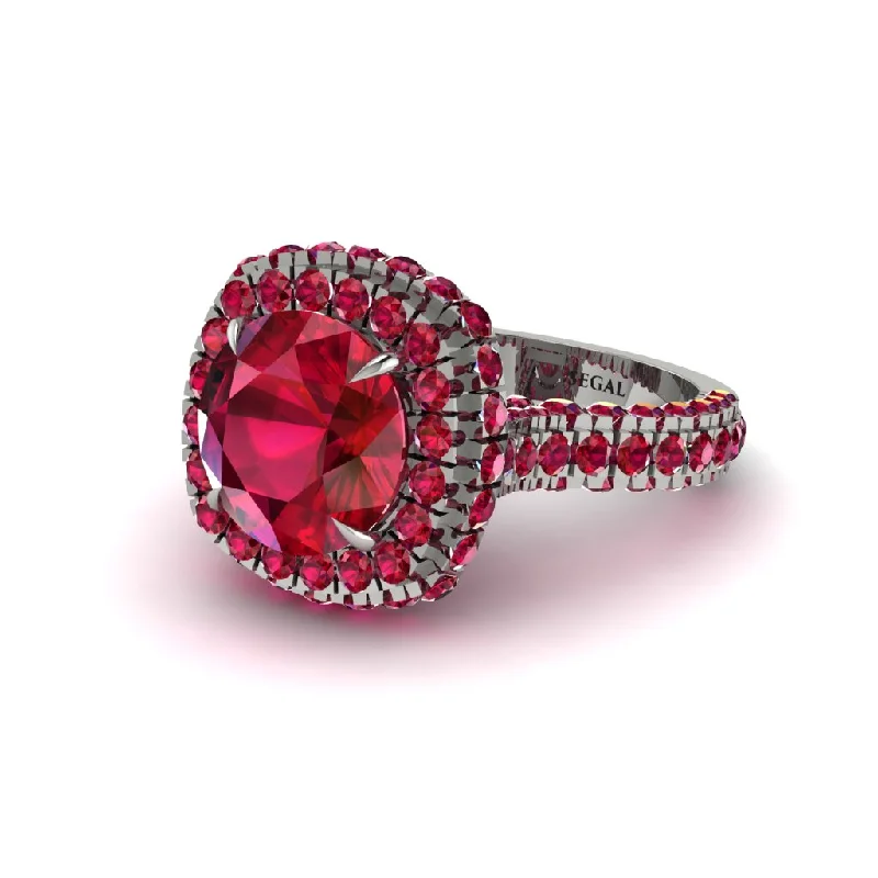 engagement-unique-rose-gold-rings-Ruby Pave Double Halo Engagement Ring - Eve No. 57