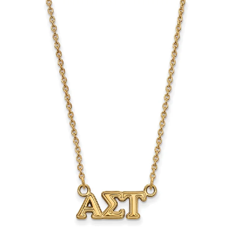 Ladies necklaces striking elegance -14K Plated Silver Alpha Sigma Tau XS (Tiny) Greek Letters Necklace