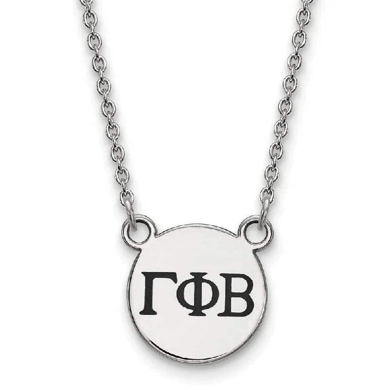 Ladies necklaces expert shine -Sterling Silver Gamma Phi Beta Small Enamel Greek Letters Necklace