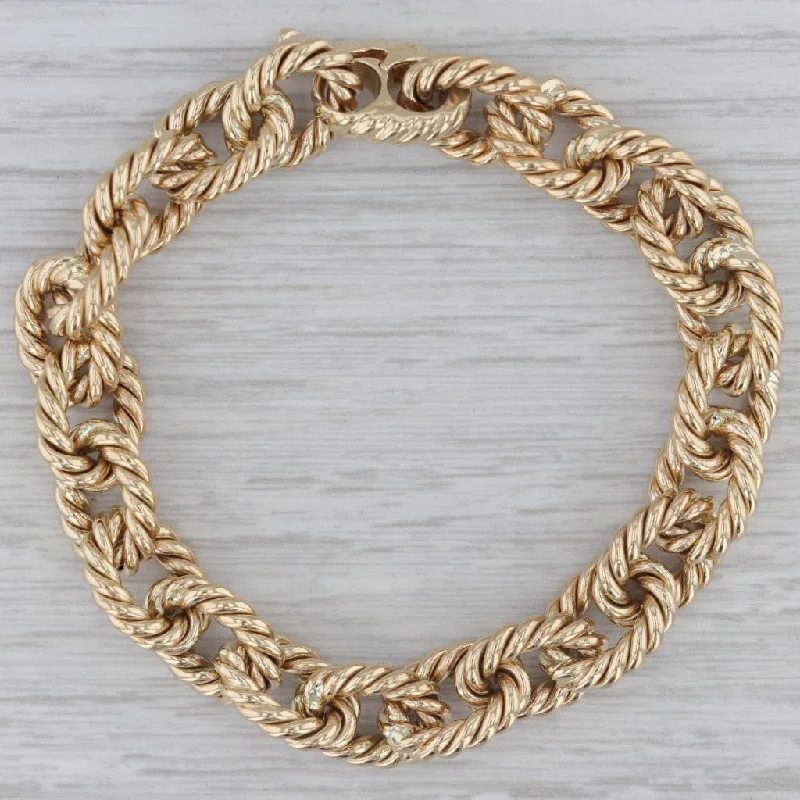 Ladies bracelets for outing vibes -7.5" Rope Link Cable Chain Bracelet 14k Yellow Gold 11.5mm