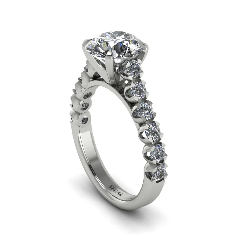 engagement-silver-wide-band-rings-2ct Round Cut Diamond 14K Gold Engagement Ring - Christina No. 3