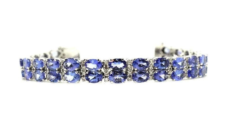 Ladies bracelets for game nights -Tanzanite & Diamond Double Row Bracelet/Item code: BR 2