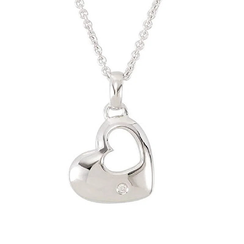 Ladies necklaces with rose opal -Diamond Accent Heart Necklace in Silver, 18 Inch