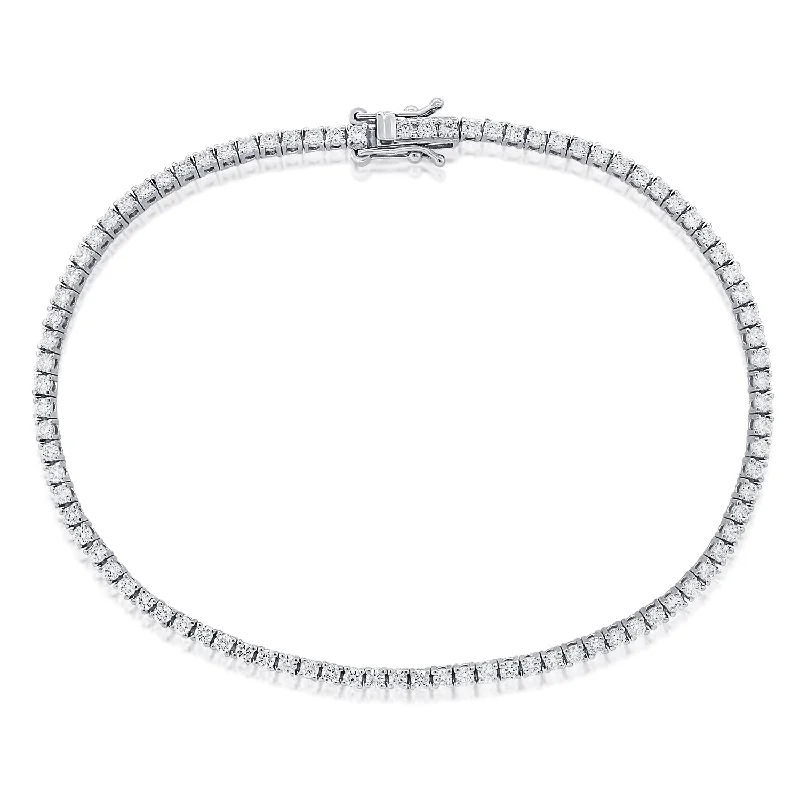 Ladies bracelets with resin charms -14K White Gold Diamond Tennis Bracelet