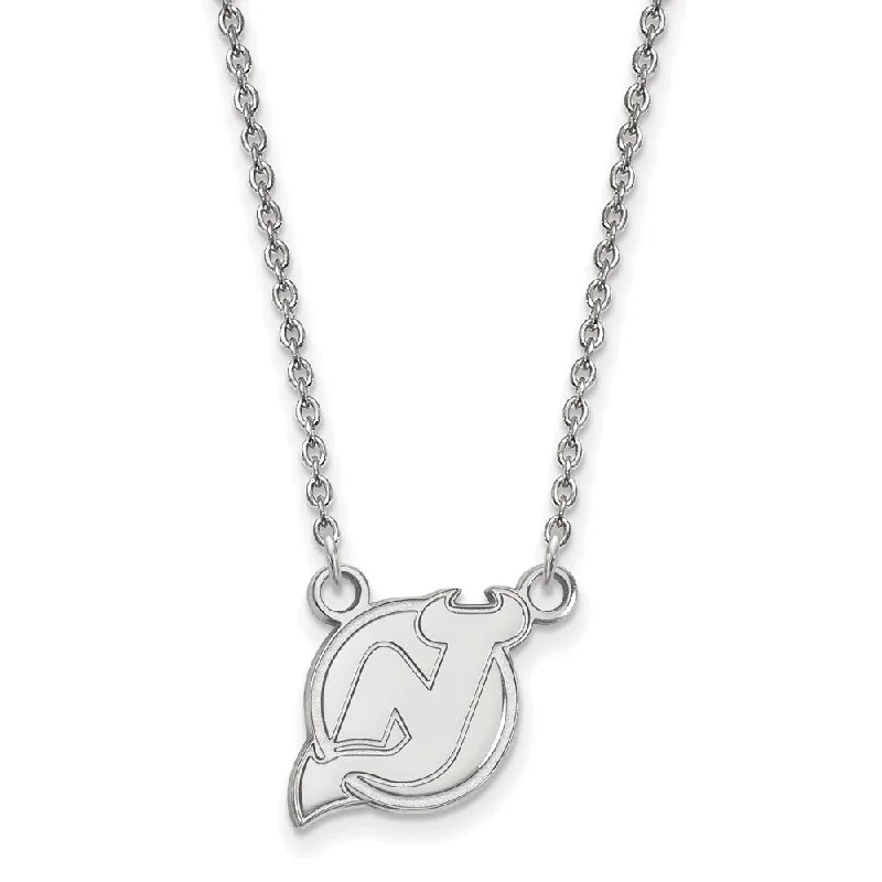 Ladies necklaces for blooming vibes -Sterling Silver NHL New Jersey Devils Small Necklace, 18 In