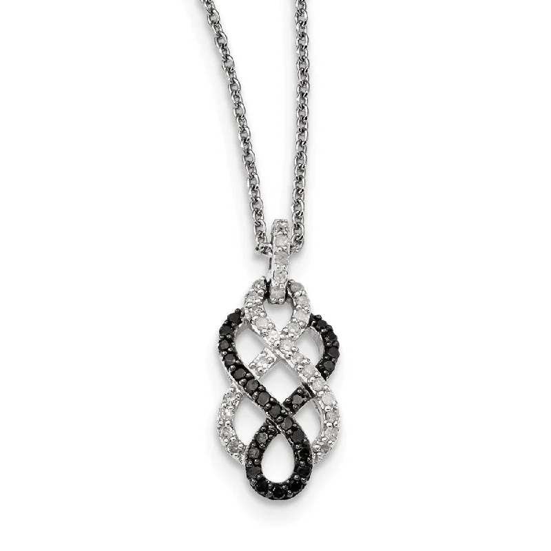 Ladies necklaces modern elegance -1/2 Cttw Black & White Diamond Infinity Necklace in Sterling Silver