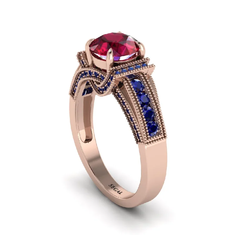 engagement-modern-silver-rings-Ruby Eternal Embrace Milgrain Engagement Ring - Fernanda No. 71