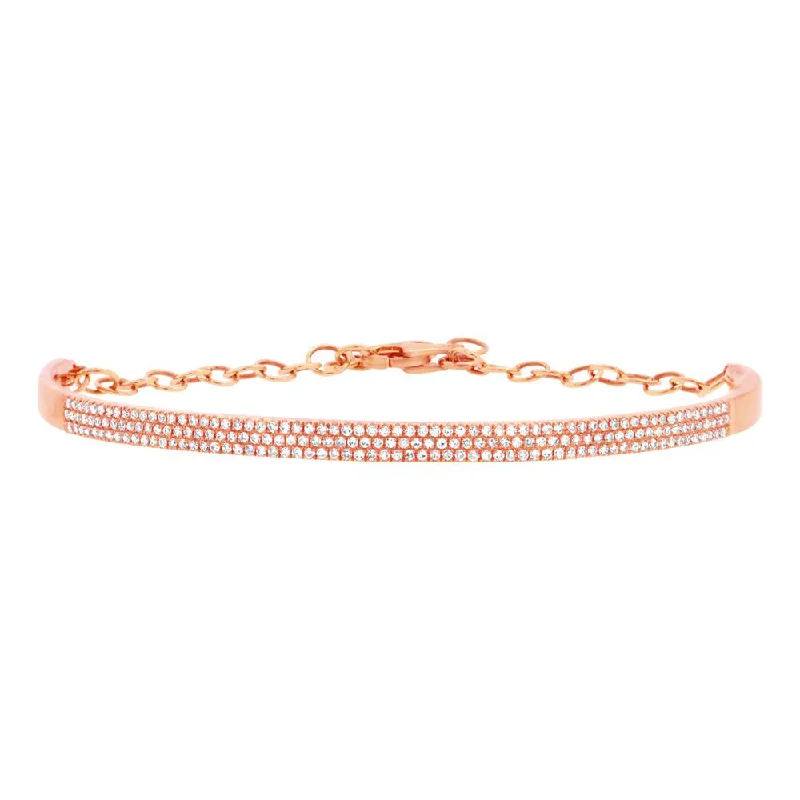 Ladies bracelets with ocean sapphire -14K Rose Gold Diamond Pave Bracelet