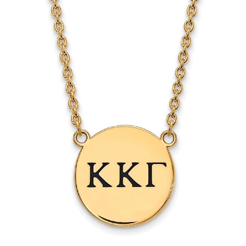 Ladies necklaces with jet spinel -14K Plated Silver Kappa Kappa Gamma Lg Enamel Greek Letters Necklace