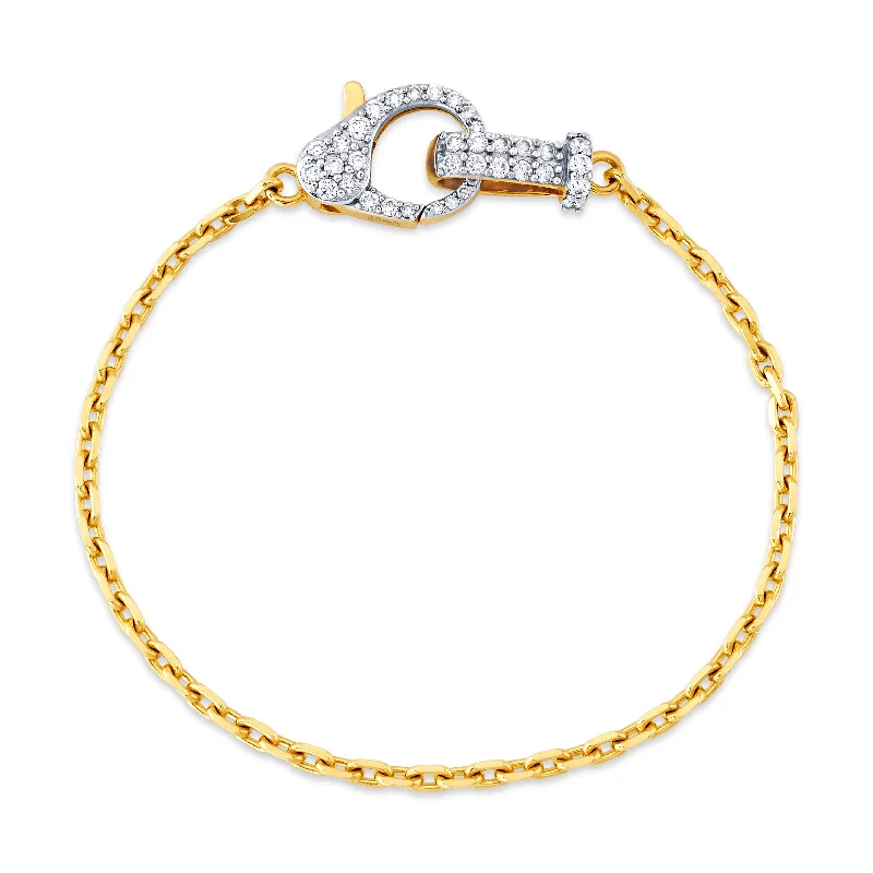 Ladies bracelets with lime serpentine -Flashy Diamond Lobster Clasp Bracelet W/ Diamond Bail, 14kt Gold