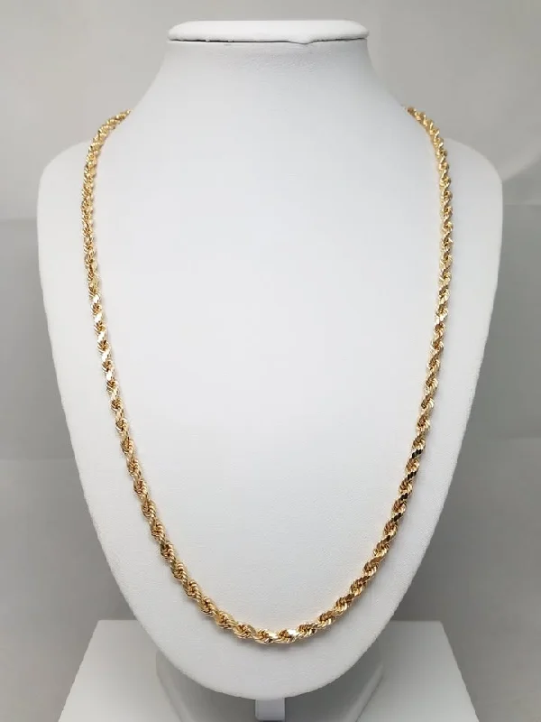 ladies-gold-wide-band-rings-Shimmering Diamond Cut 22" Hollow 10k Yellow Gold Rope Chain