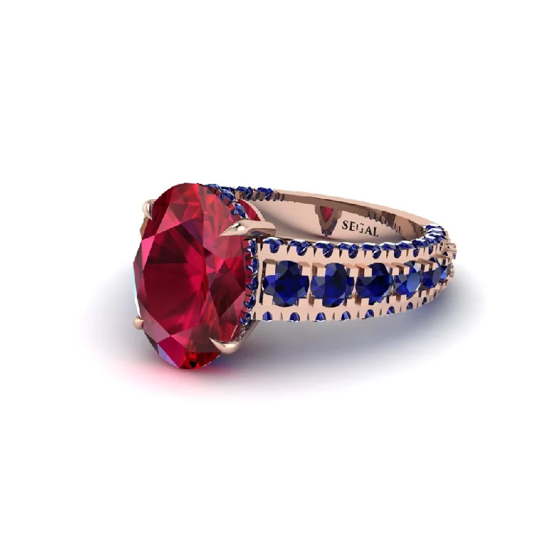 engagement-white-gold-accent-rings-4ct Oval Cut Ruby Pave Engagement Ring - Selah No. 71