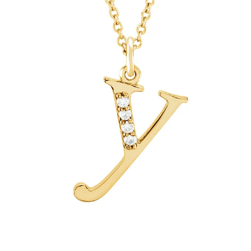 Ladies necklaces space-age style -The Abbey 14k Yellow Diamond Lower Case Initial 'y' Necklace 16 Inch