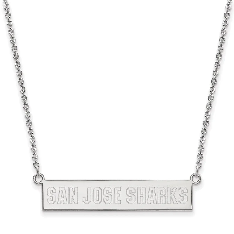 Ladies necklaces for home days -Sterling Silver NHL San Jose Sharks Small Bar Necklace, 18 In