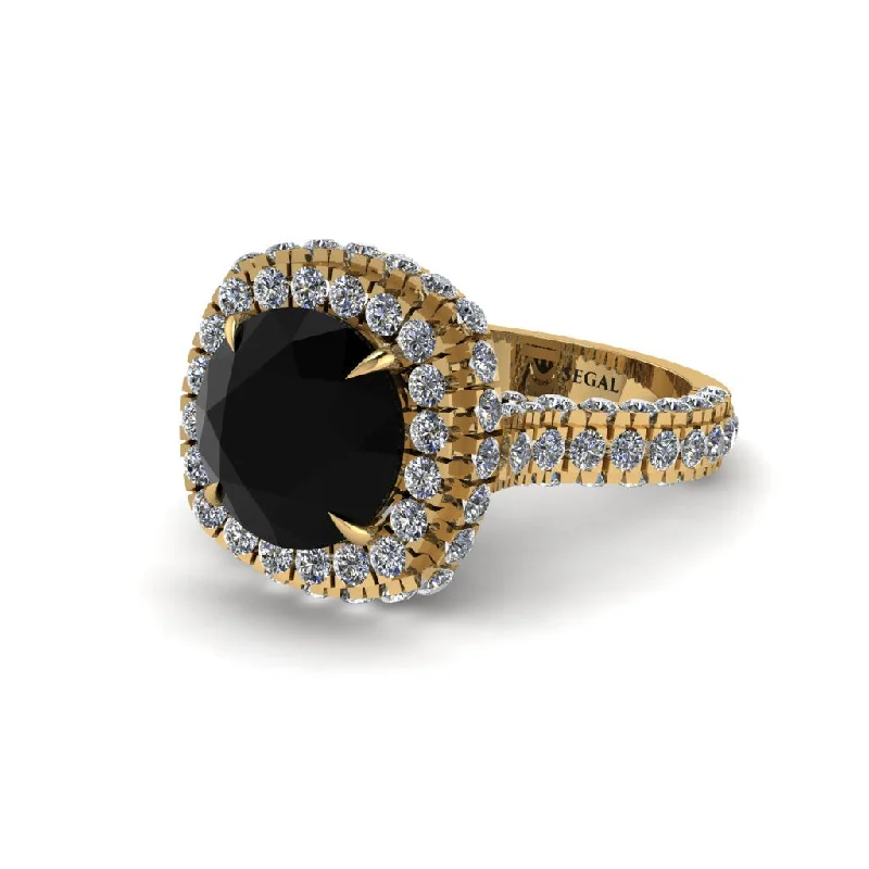 engagement-minimalist-bypass-rings-Black Diamond Pave Double Halo Engagement Ring - Eve No. 7