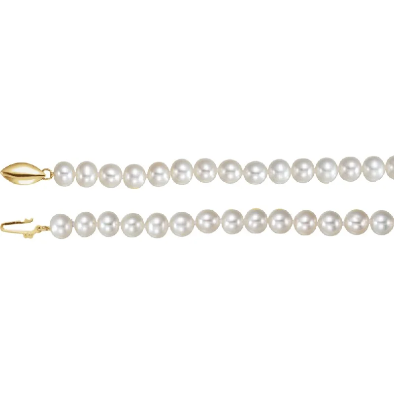 Ladies necklaces for young dreamers -6.5-7.0mm, White FW Cultured Pearl & 14k Yellow Gold Necklace, 18 In