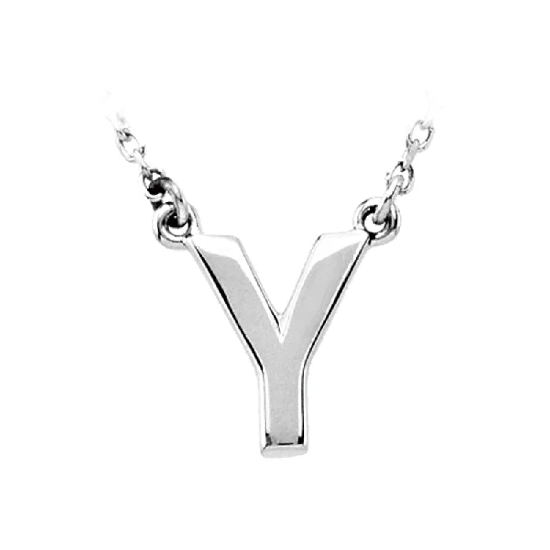 Ladies necklaces for chill vibes -14K White Gold, Kendall Collection, Block Initial Y Necklace, 16 Inch