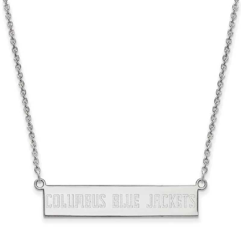 Ladies necklaces for spa days -Sterling Silver NHL Blue Jackets SM Bar Necklace, 18 In