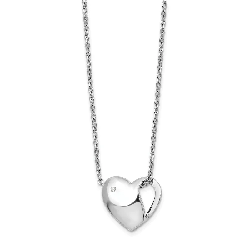 Ladies necklaces for squad gifts -Diamond Cutout Heart Necklace in Rhodium Plated Silver, 18-20 Inch