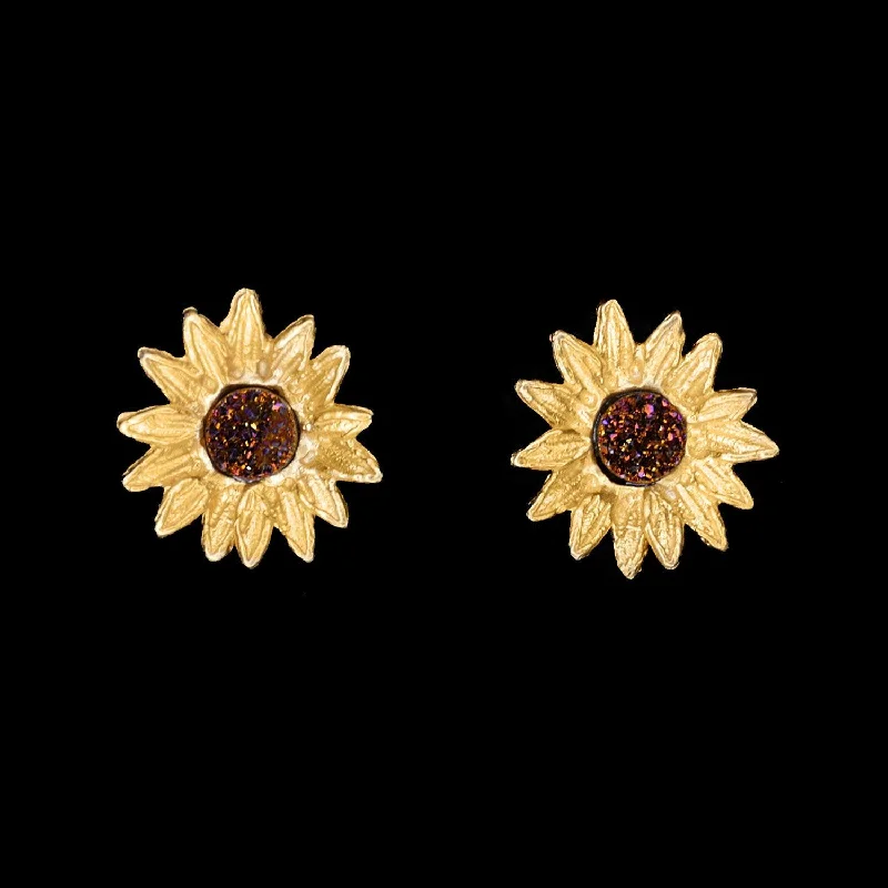 ladies-cross-pearl-earrings-Fine Sunflower Earrings - Post