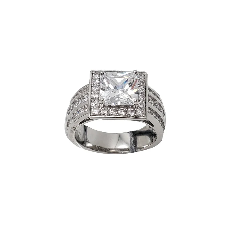 engagement-custom-white-gold-rings-Square Cubic Zirconia Engagement Ring (Silver)