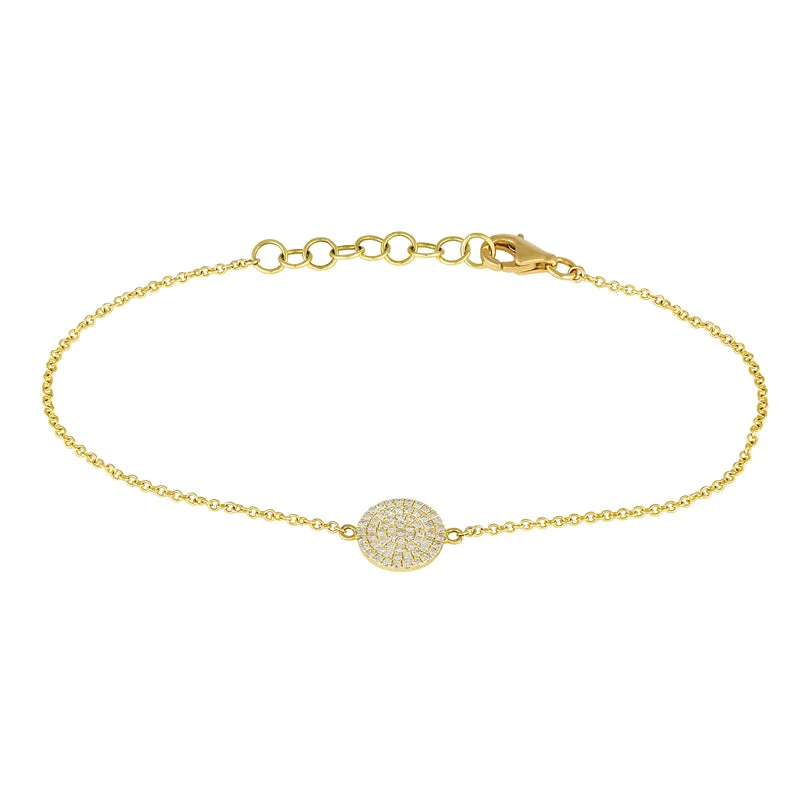 Ladies bracelets for grad celebrations -14K Yellow Gold Diamond Disc Bracelet