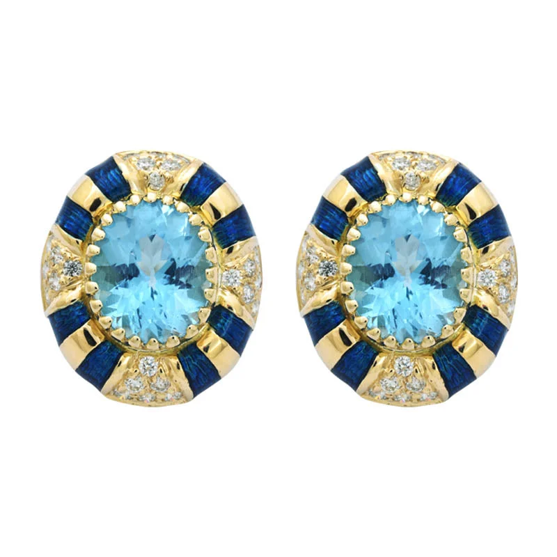 ladies-star-clip-on-earrings-EARRINGS- BLUE TOPAZ AND DIAMOND (ENAMEL)