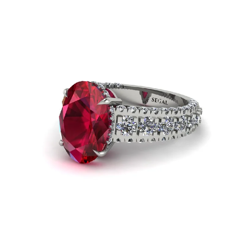 engagement-elegant-cathedral-rings-4ct Oval Cut Ruby Pave Engagement Ring - Selah No. 12