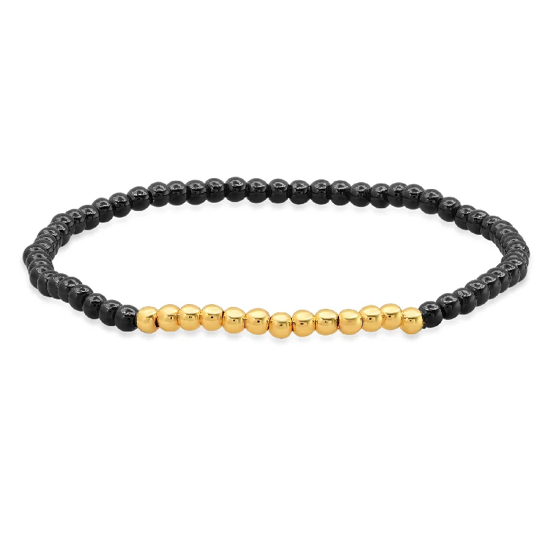 Ladies bracelets for dancefloor vibes -STRETCH BRACELET, BLACK & GOLD