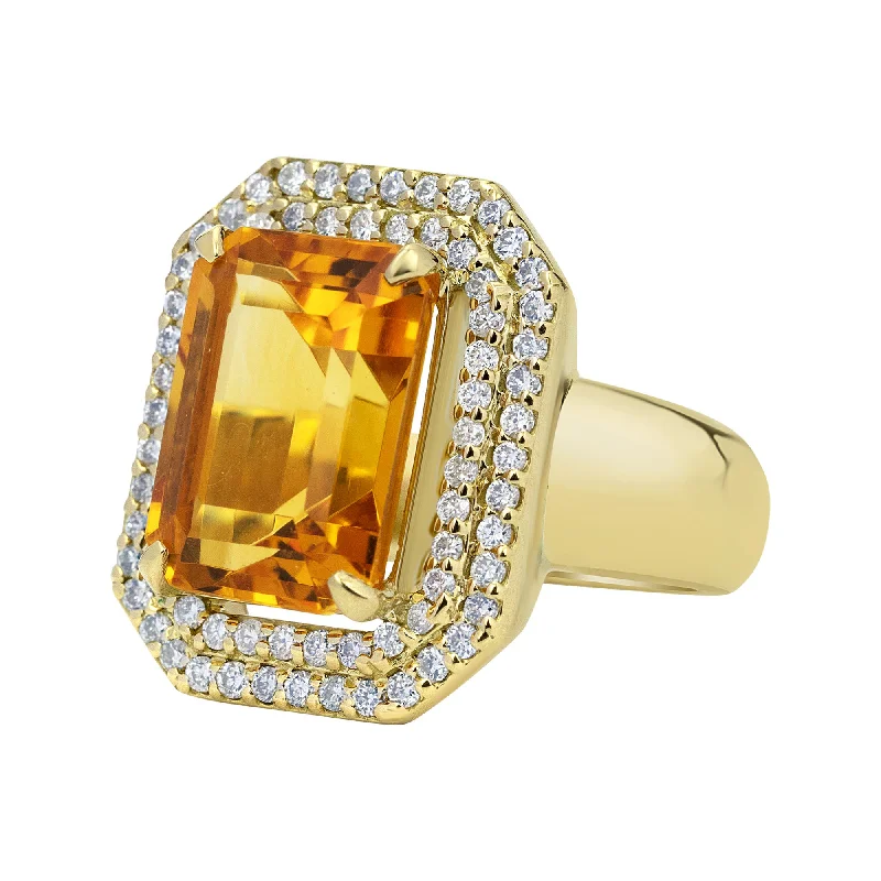 ladies-vintage-gold-rings-Ring Citrine And Diamond (2329D)